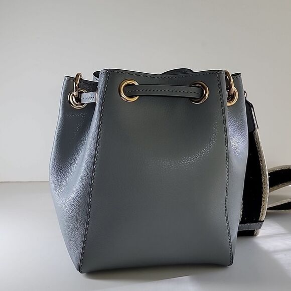 Marc Jacobs The Leather Bucket Bag In Slate Blue Crossbody - Picture 6 of 10